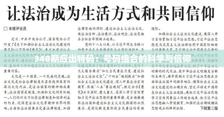348期應(yīng)出特碼：號碼組合的科學(xué)與信仰