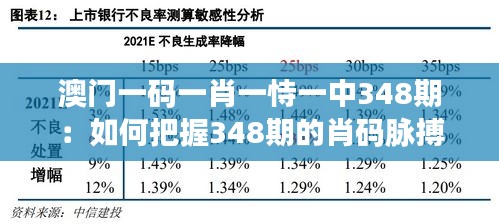 澳門一碼一肖一恃一中348期：如何把握348期的肖碼脈搏