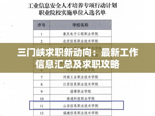 三門峽求職新動(dòng)向：最新工作信息匯總及求職攻略