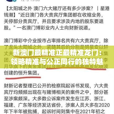 新澳門最精準正最精準龍門：領略精準與公正同行的獨特魅力