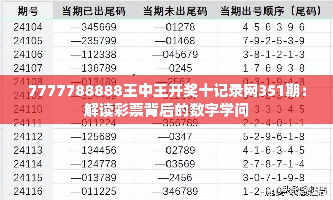 7777788888王中王開獎十記錄網(wǎng)351期：解讀彩票背后的數(shù)字學(xué)問