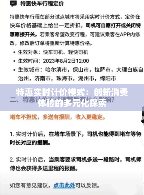 特惠實(shí)時(shí)計(jì)價(jià)模式：創(chuàng)新消費(fèi)體驗(yàn)的多元化探索