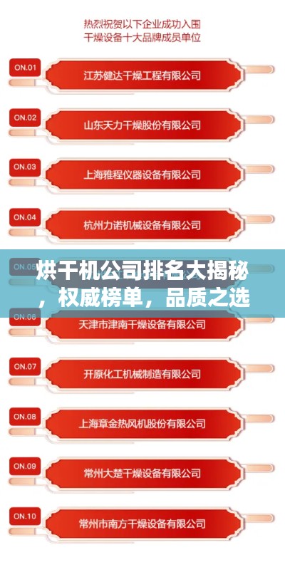 烘干機(jī)公司排名大揭秘，權(quán)威榜單，品質(zhì)之選一網(wǎng)打盡！