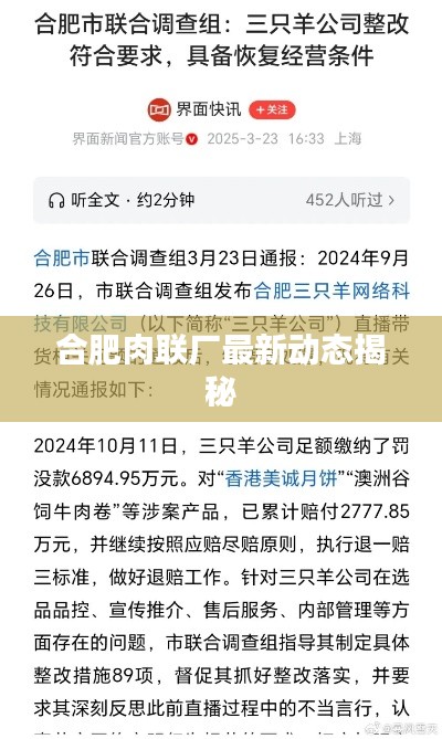 合肥肉聯(lián)廠最新動態(tài)揭秘