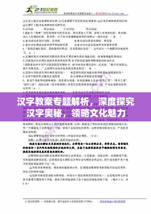 漢字教案專題解析，深度探究漢字奧秘，領(lǐng)略文化魅力