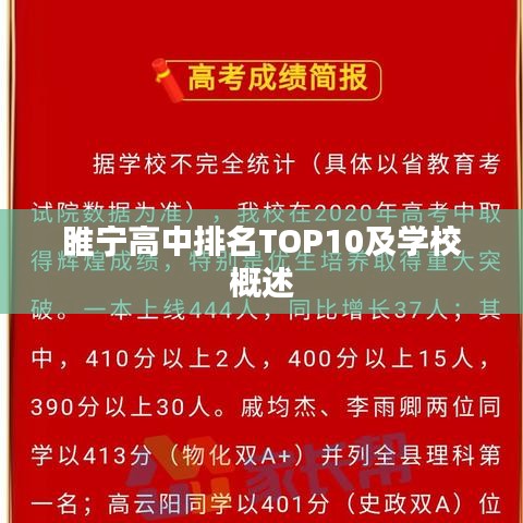 睢寧高中排名TOP10及學(xué)校概述