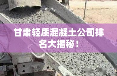 甘肅輕質(zhì)混凝土公司排名大揭秘！